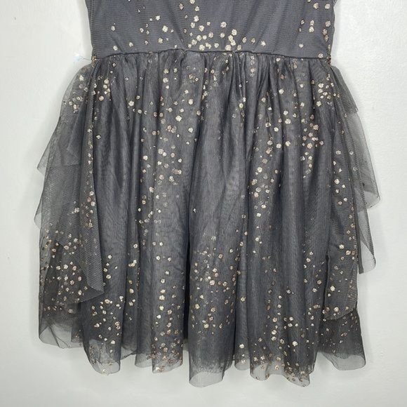 Cat & Jack Sz S 6 6X Girls Gray Metallic Gold Tulle Sleeveless Fit & Flare Dress - Picture 9 of 10